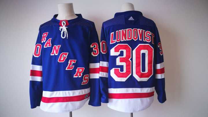 2017 Men NHL New York Rangers 30 Lundqvist Adidas blue jersey